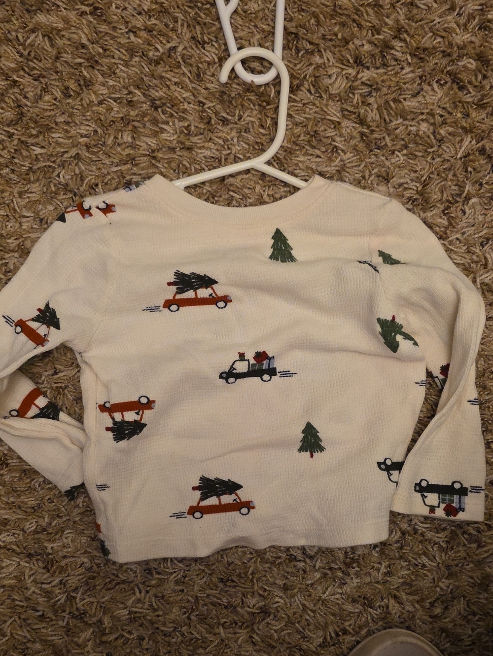 Old Navy Cream Long-Sleeve Shirt with Tree-and-Car Print